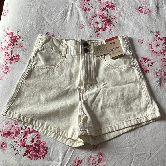 Levi's Pants - Levi's High-Waist Cream Denim Shorts